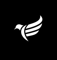 W letter wings logo design with black bird fly Vector Image