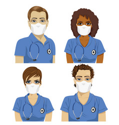 Medical Nurse Staff Team Wearing Surgical Masks