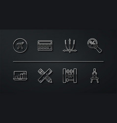 Set Line Pi Symbol Laptop With Graph Chart