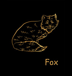 Fox Line Art Gold