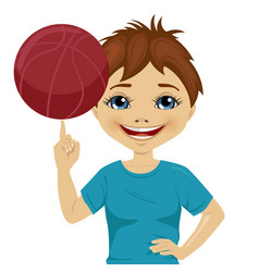 Little Boy Spinning Basketball Ball With Finger