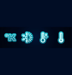 Set Line Kelvin Sun And Snowflake Meteorology