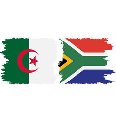 South Africa And Algeria Grunge Flags Connection