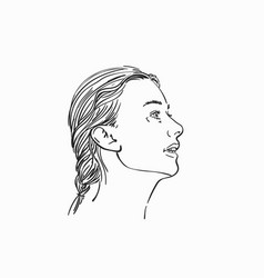 Woman With Open Mouth Portrait In Profile Sketch