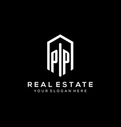 Letter Pp Logo For Real Estate With Hexagon Icon