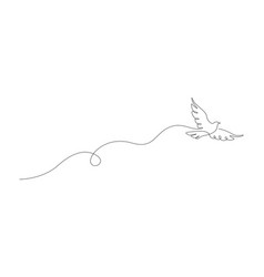 White Dove In One Continuous Line Drawing Bird