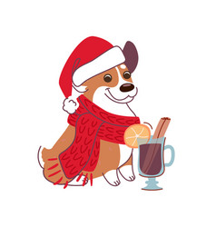 Christmas Of A Corgi With A Glass