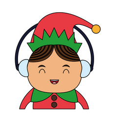 Color Image Cartoon Half Body Christmas Elf