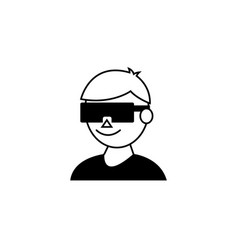 Isolated Avatar With Smartglasses Icon Line Design