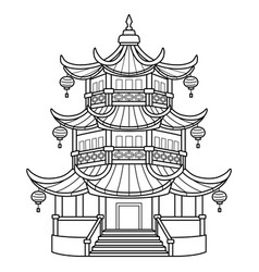 Pagoda Isolated Coloring Page For Kids