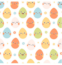 Seamless Pattern With Cartoon Easter Egg