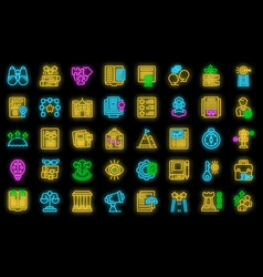 Corporate Ethics Icons Set Neon