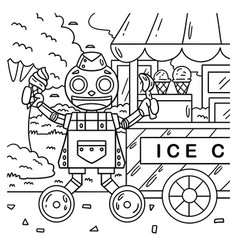 Robot Ice Cream Vendor Coloring Page For Kids