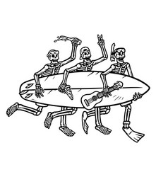 Three Skulls Carrying Surfboards