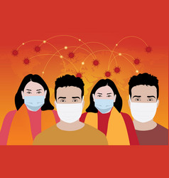 Men And Women Wearing Facial Mask As Corona Virus