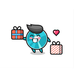 Optical Disc Mascot Cartoon Giving Gift