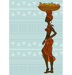 African Girl With Fruit Basket On The Head