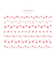 Set Of Hand Drawn Cute Sakura Flower Line Dividers