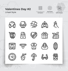 Valentines Day Icon Set In Black Line Style