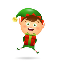 Joyful Xmas Elf Holding Gift