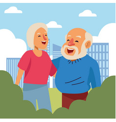 Old Couple Happy On City Active Seniors