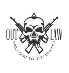 Criminal outlaw street club black and white sign Vector Image