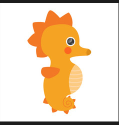 Cute Orange Seahorse Character