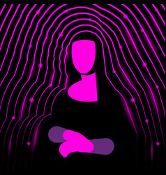 Abstract Neon Digital Art With Mona Lisa Outline