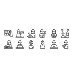 Set 12 Thin Outline Icons Such As Exercise