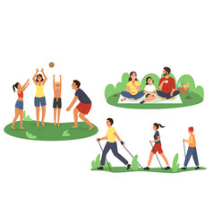 Set Of Sports And Active Family With Children