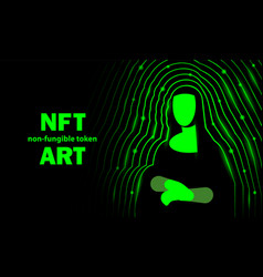 Nft Art Banner With Mona Lisa Abstract Neon