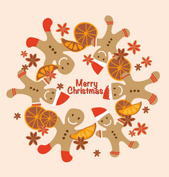 Christmas Greeting Card Wreath Gingerbread Men