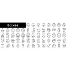 Set Of Outline Babies Icons Minimalist Thin