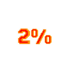 2 Percent With Pixel Art On White Background