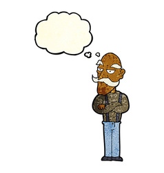 Cartoon Bored Old Man With Thought Bubble