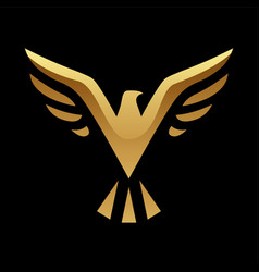 Golden Abstract Eagle With Open Wings On A Black