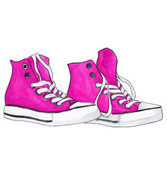 Watercolor Pink Crimson Sneakers Pair Shoes