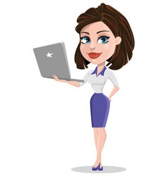 Beautiful Business Woman Holding Laptop