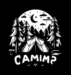 Camp - Black And White Isolated Icon