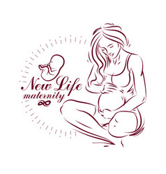 Pregnant Woman Elegant Body Silhouette Sketchy