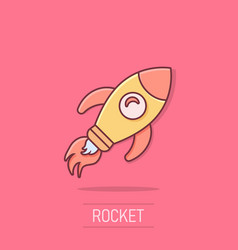 Rocket Space Ship Icon In Comic Style Spaceship