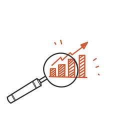 Hand Drawn Doodle Magnifying Glass And Chart Data