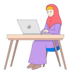 Islamic Girl Is Working From Home