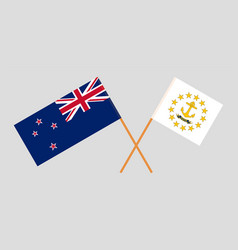 Crossed Flags Of New Zealand And The State