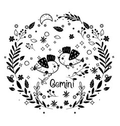 Black And White Gemini Cute Zodiac In A Colorful