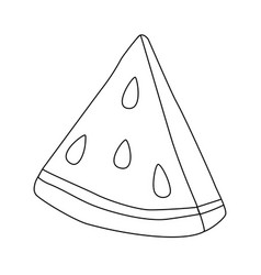 Fresh Ripe Watermelon Triangle Piece Doodle Style