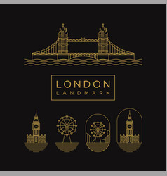 Golden London Landmark Set Logo Icon Design