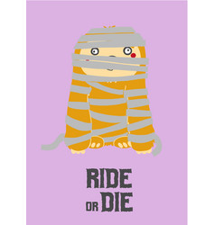 Halloween Postcard Cute Sloth Mummy Zombie