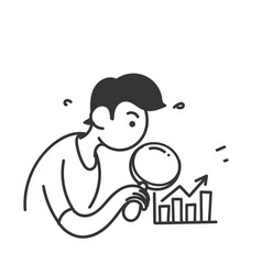 Hand Drawn Doodle Magnifying Glass And Chart Data