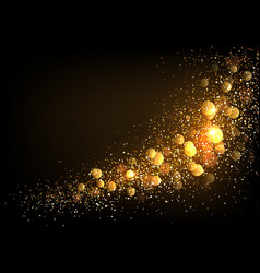 Abstract Glitter Wave Of Gold Color On A Black